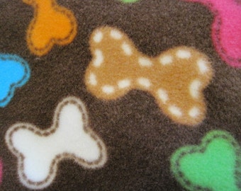 Doggie Treat Bones on Brown with Orange Couch Coverlet Throw - Ready to Ship Now