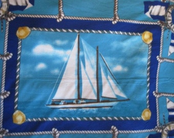 Come Sail Away with Me with Nautical Emblems with Red 2 Layer Fleece Blanket
