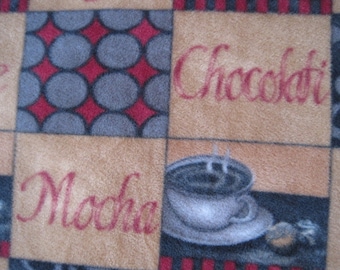 Coffee, Cafe, Mocha with Gray Handmade Couch Throw - Ready to Ship Now