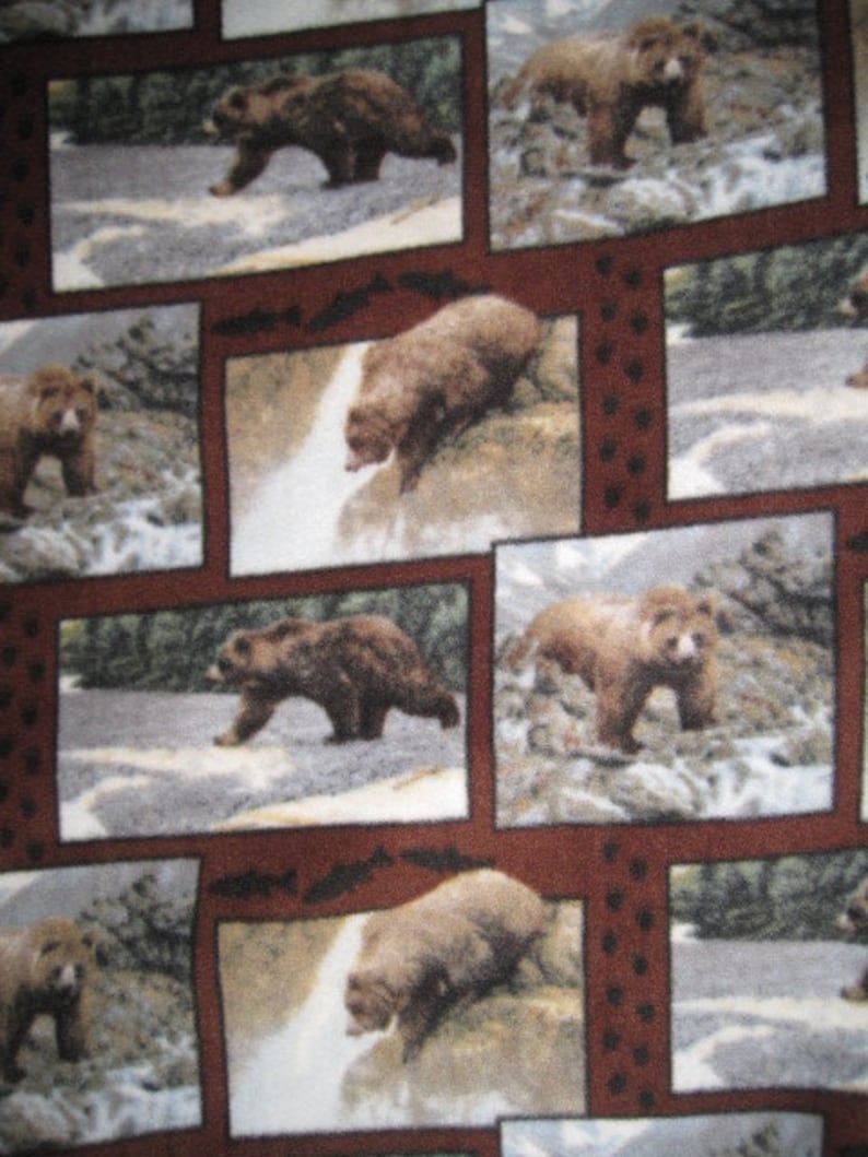 Fleece Blanket With Bears in Frames With Light Gray Ready to Ship Now
