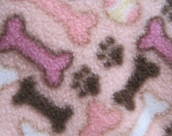 Paw Prints and Bones on Pink with Brown Lap Cover - Ready to Ship Now