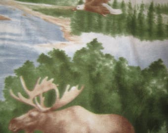 A Moose, Bear and Eagle with Green Handmade Blanket - Ready to Ship Now