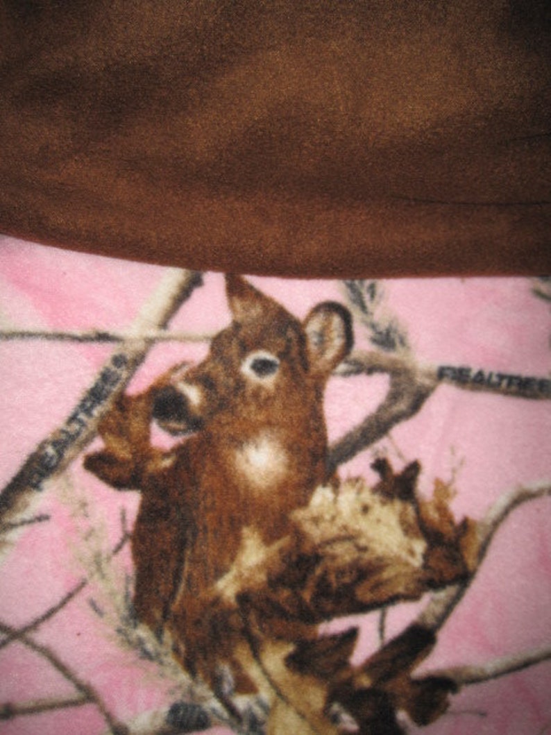 Deers on Pink with Brown Fleece Blanket Ready to Ship Now image 3