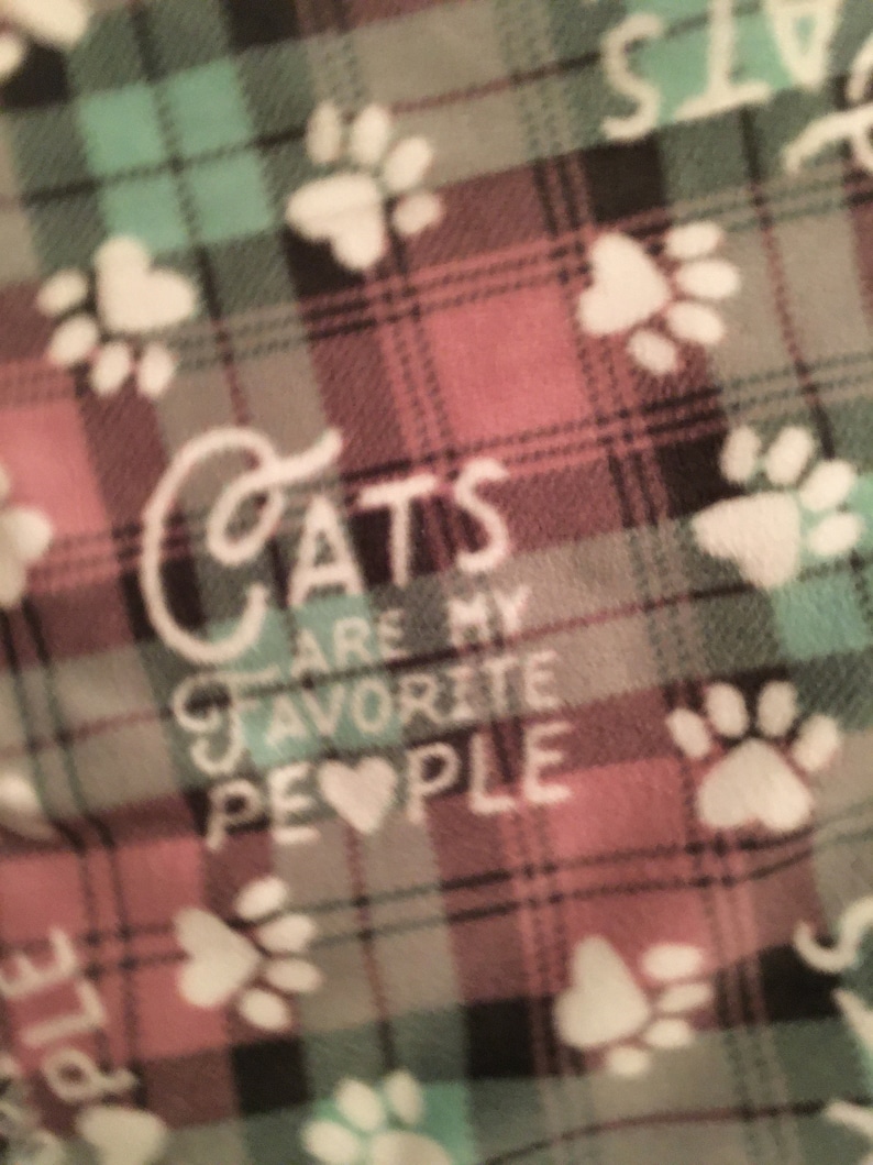 Reserved for Mary Cats Are My Favorite People is All Over on Pink, White, Green Plaids with Maroon Blanket This Blanket Ready to Ship NOW image 5