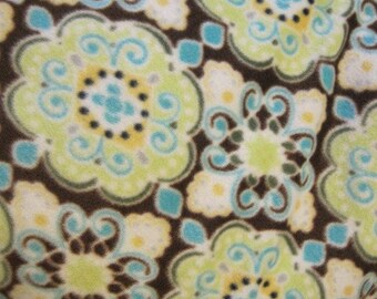 Swirls and Curls on Brown with Aqua Blanket - Ready to Ship Now