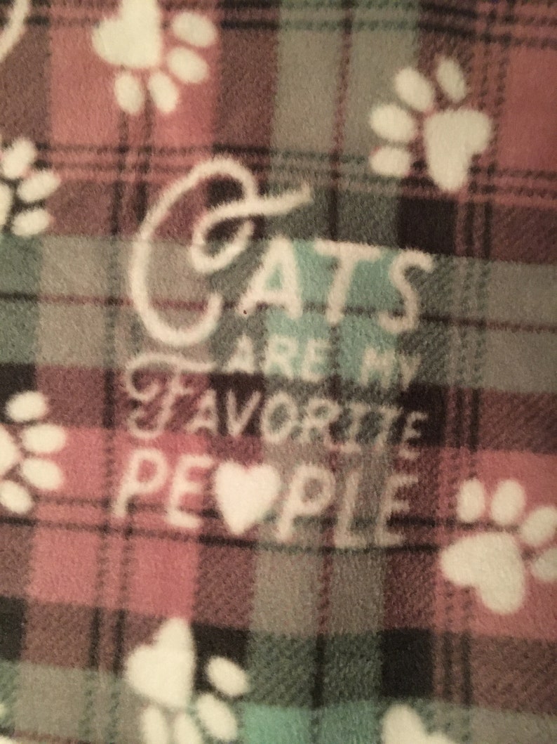 Reserved for Mary Cats Are My Favorite People is All Over on Pink, White, Green Plaids with Maroon Blanket This Blanket Ready to Ship NOW image 1