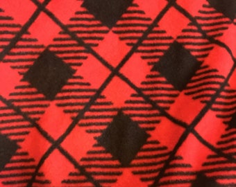 Plaid Red and Black with Black Double Layer Handmade Blanket - This Blanket is Ready to Ship NOW