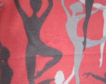 Ballerinas on Coral with Gray Couch Lap Nap Throw Coverlet - Ready to Ship Now
