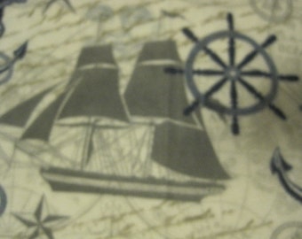 2 Layer Blanket - Come Sail Away with Me with Nautical Emblems with Gray - Ready to Ship Now