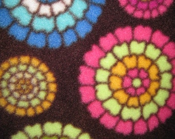 Couch Throw Cover - Pretty Flowers on Brown with Aqua - Ready to Ship Now