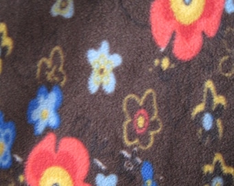 Orange and Blue Flowers on Brown with Green Couch Throw - Ready to Ship Now