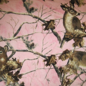 Deers on Pink with Brown Fleece Blanket Ready to Ship Now image 2