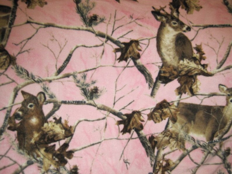 Deers on Pink with Brown Fleece Blanket Ready to Ship Now image 2