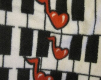 Heart Notes on Piano Keys with Red Fleece Blanket - Ready to Ship Now