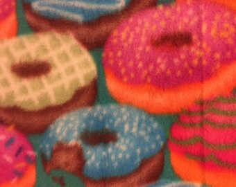 Donuts.....in Many Colors -- Some with Sprinkles on Blue with Brown Lap Throw - This Blanket is Ready to Ship NOW