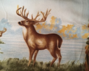 Deers in the Woods - Several Scenes - with Green Lap Throw Coverlet - This Blanket is Ready to Ship Now