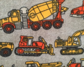 Large Construction Machines on Gray with Black Fleece Blanket - This Blanket is Ready to Ship NOW