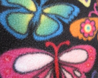 Butterflies on Black with Purple Fleece Blanket - Ready to Ship Now