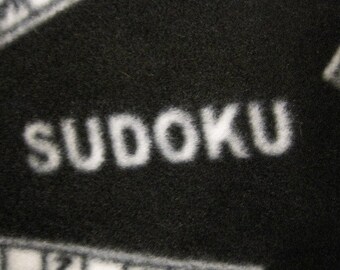 Sudoku Puzzles on Black with Black Handmade Fleece Blanket