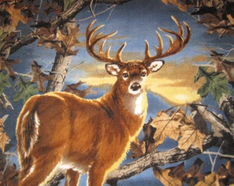 Deer with Blue Fleece Blanket - Ready to Ship Now