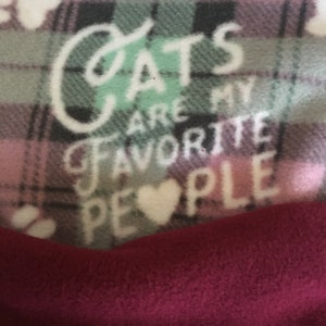 Reserved for Mary Cats Are My Favorite People is All Over on Pink, White, Green Plaids with Maroon Blanket This Blanket Ready to Ship NOW image 4
