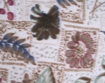 Flowers and Leaves with Burgundy 2 Layer Fleece - This Blanket Ready to Ship Now