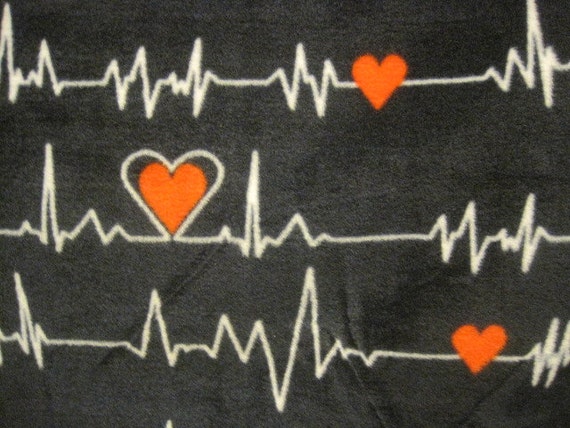 Hearts On Life Lines On Navy Blue With Red Handmade Blanket Etsy