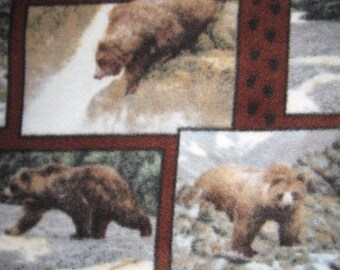 Fleece Blanket with Bears in Frames with Light Gray - Ready to Ship Now