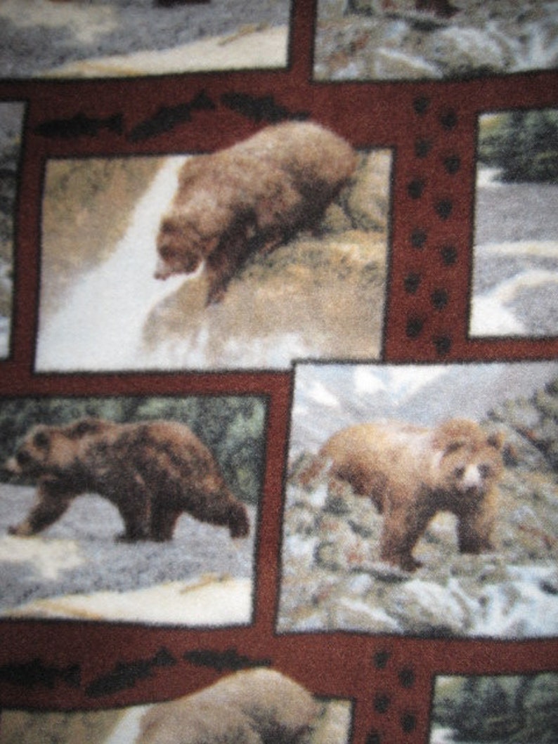 Fleece Blanket With Bears in Frames With Light Gray Ready to Ship Now