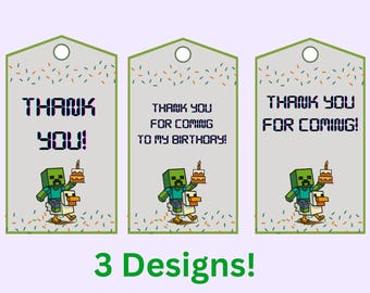 Etichetta di ringraziamento per il compleanno del videogioco: download digitale personalizzabile (2" x 3,5")