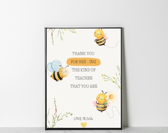 Divertente biglietto di ringraziamento per l'insegnante a forma di ape (PDF e JPEG)