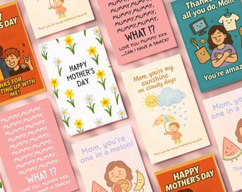 Set di biglietti per la festa della mamma: biglietti stampabili per mamma e nonna (download digitale)