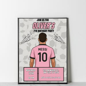 Messi Inter Miami Birthday Invitation, Soccer Birthday, Messi, Kid Soccer Bday Party Invite, Editable Template, Printable Card, Football