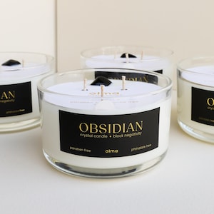 Serenity Crystal Candle - Obsidian - Block Negativity - 16oz