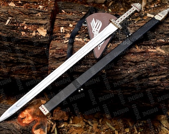 Handmade King Ragnar Lothbrok Viking Sword - Handcrafted Authentic Norse Replica with Scabbard, Perfect for Collectors and Special Occasions