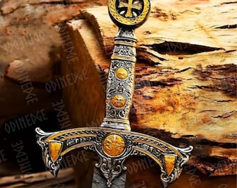Espada de acero de Damasco auténtico, espadas vikingas, espadas de fantasía, espadas históricas medievales de espiga completa, regalo para padrinos de boda, regalo para él, regalo de Navidad
