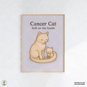 Poster con il segno zodiacale del gatto Cancro – Stampa artistica con gatti amorevoli per un arredamento accogliente e premuroso.