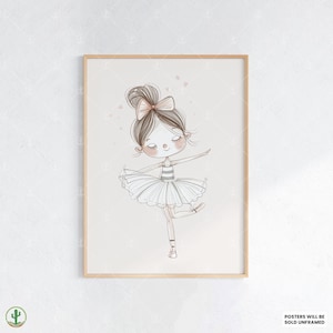 Ballerina Mädchen Illustration | Kunstdruck Kinderzimmer | Niedliches Babyzimmer Dekor | Poster für Kinder | Druckbare Babyzimmer Kunst