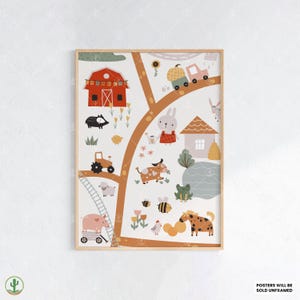 Poster Bauernhof Tiere | Kunstdruck Kinderzimmer | Niedliches Babyzimmer Dekor | Poster für Kinder | Druckbare Babyzimmer Kunst