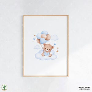 Bär mit Luftballons | Kunstdruck Kinderzimmer | Niedliches Babyzimmer Dekor | Poster für Kinder | Druckbare Babyzimmer Kunst