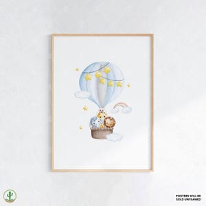 Safaritiere Ballonfahrt | Kunstdruck Kinderzimmer | Niedliches Babyzimmer Dekor | Poster für Kinder | Druckbare Babyzimmer Kunst
