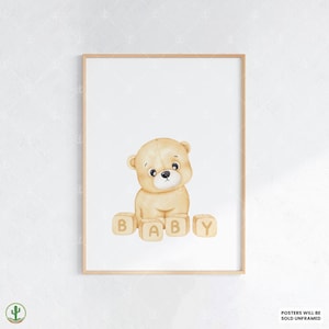 Minimalist Teddybär Poster | Kunstdruck Kinderzimmer | Niedliches Babyzimmer Dekor | Poster für Kinder | Druckbare Babyzimmer Kunst