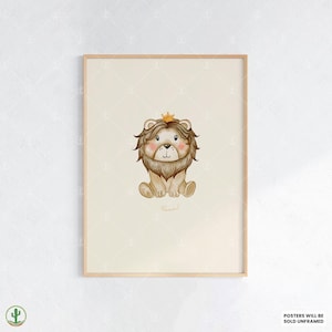 Póster de El Rey León / Impresión de arte de pared para guardería / Decoración linda para habitación de bebé / Póster infantil de animales / Arte imprimible para habitación de bebé