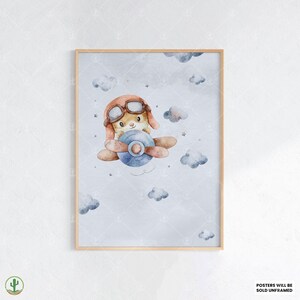 Flugtier Pilot Poster | Kunstdruck Kinderzimmer | Niedliches Babyzimmer Dekor | Poster für Kinder | Druckbare Babyzimmer Kunst