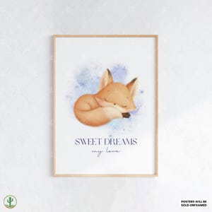 Schlafender Baby Fuchs | Kunstdruck Kinderzimmer | Niedliches Babyzimmer Dekor | Poster für Kinder | Druckbares Babyzimmer Artv