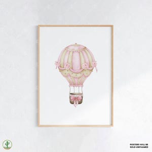 Rosa Heißluftballon Druck | Kunstdruck Kinderzimmer | Niedliches Babyzimmer Dekor | Poster für Kinder | Druckbare Babyzimmer Kunst