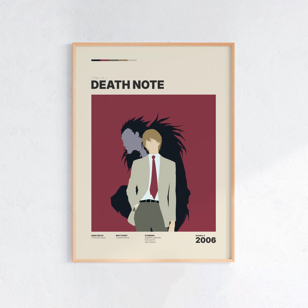 Death Note Anime Poster, Manga Movie Print, Japanese Wall Art Print - Etsy
