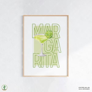 マルガリータカクテルウォールアートプリント｜フレッシュライムテキーラドリンクポスター（クラシックレシピ付き）キッチンバーラウンジの装飾に
