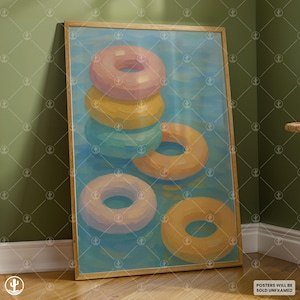 Bunte Fahrradschlauch Malerei | Pastell Sommer Pool Float Wand Kunst | Strandhaus Digitaler Download | Girly Küsten Wohnung Printable