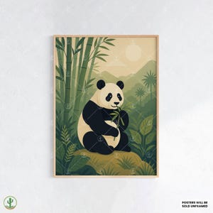 Süßer Panda Bambuswald Kunstdruck – Friedliche Wildnis mit üppigem Grün und Bergdschungel
